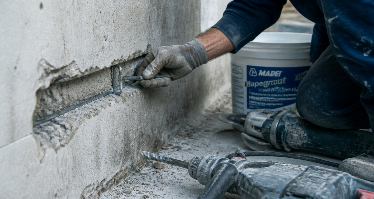 agrafe pour beton installation sur fissure