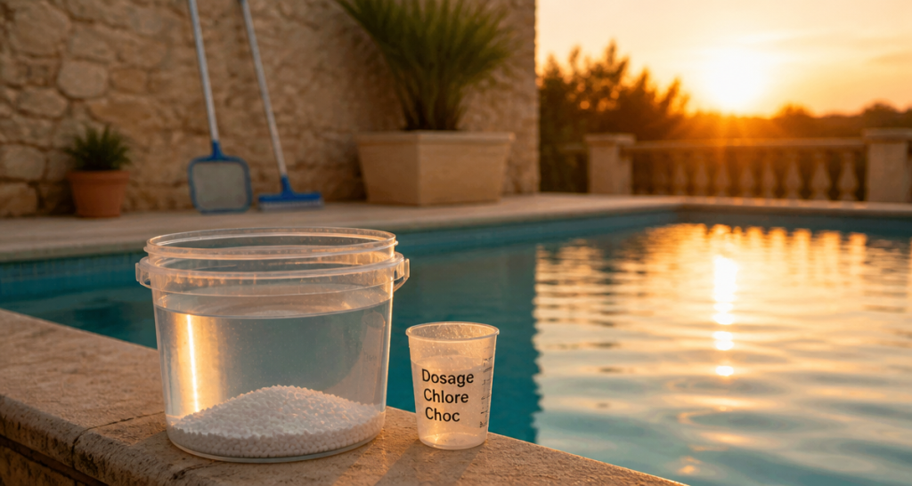 Dosage chlore choc piscine par m3 au bord de la piscine