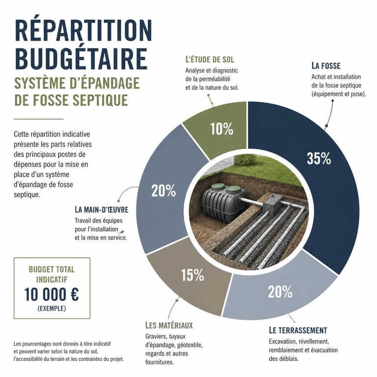 Répartition des coûts d'installation d'un système d'épandage pour fosse septique