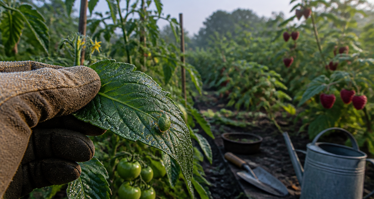 Punaise de jardin sur tomate au potager