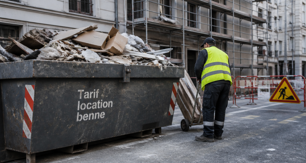 tarif location benne tout venant sur chantier urbain
