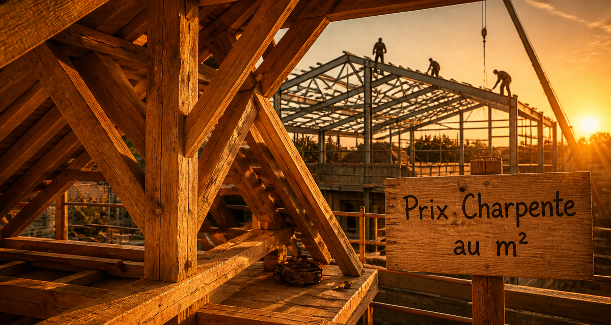 prix m2 charpente bois métal chantier