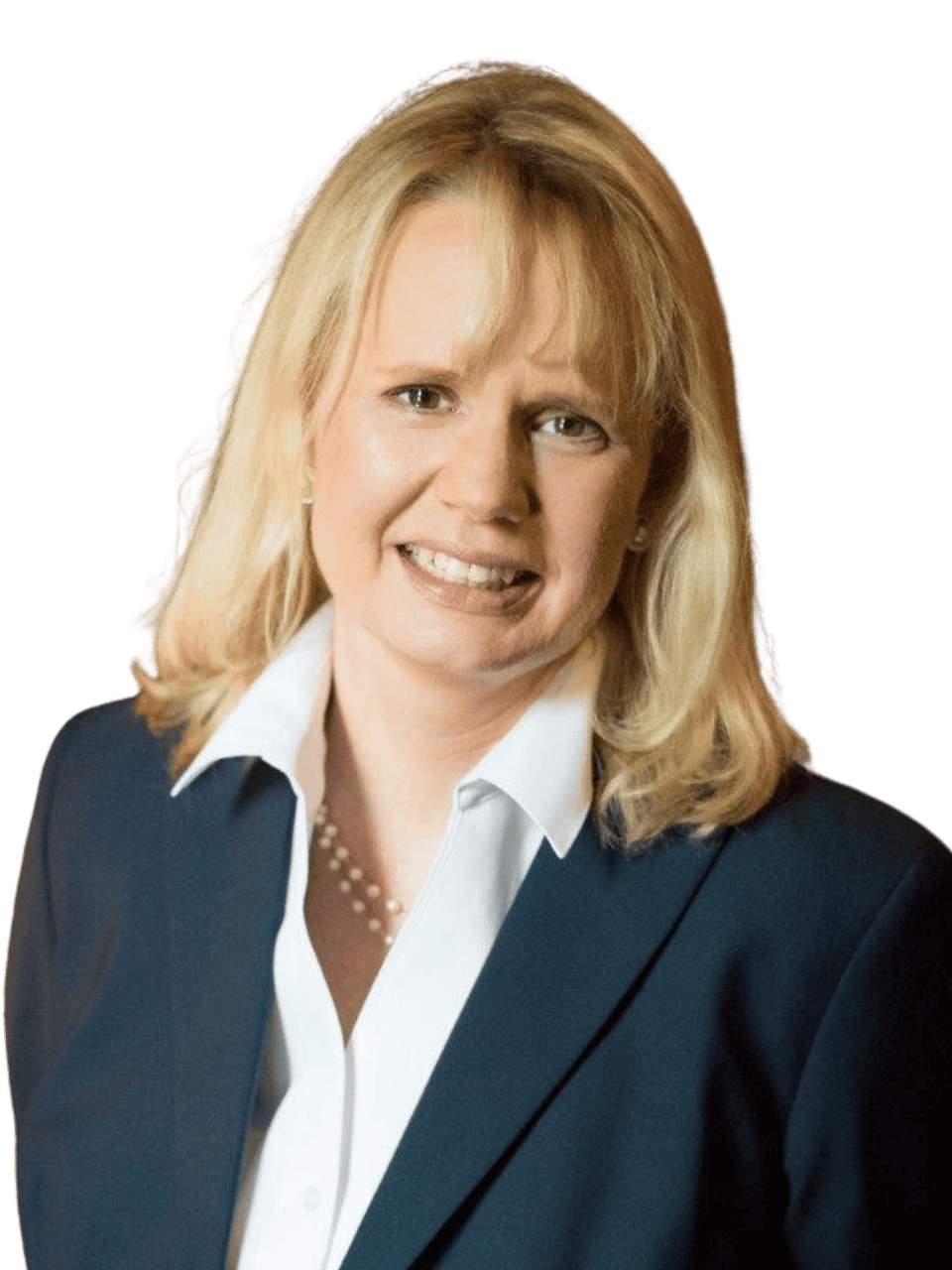 Professional woman smiling in business attire for Connectionology website.