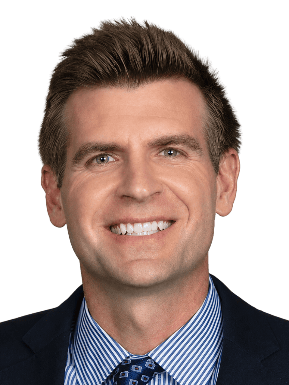 Professional man smiling in a business suit for Connectionology branding.