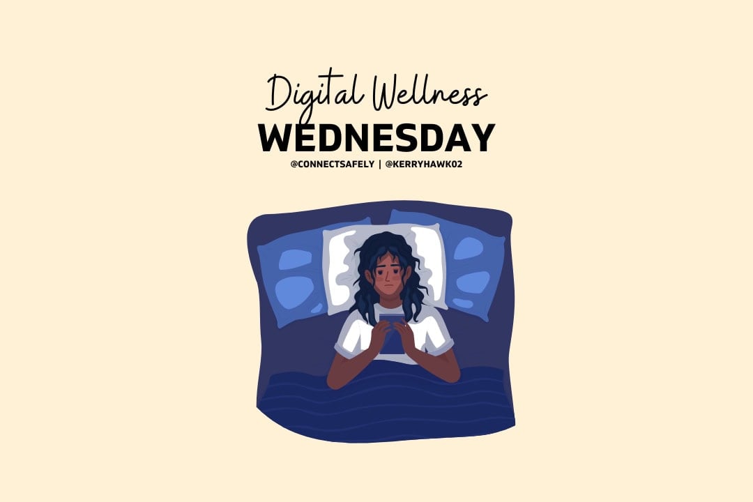 illustration of Digital Wellness with a teen laying in bed staring at her phone