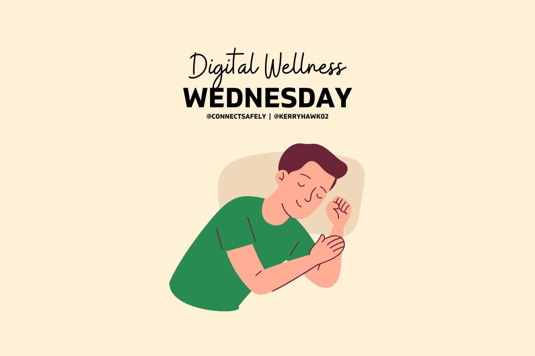 illustration of a man sleeping on a pillow with the words "Digital Wellness Wednesday"
