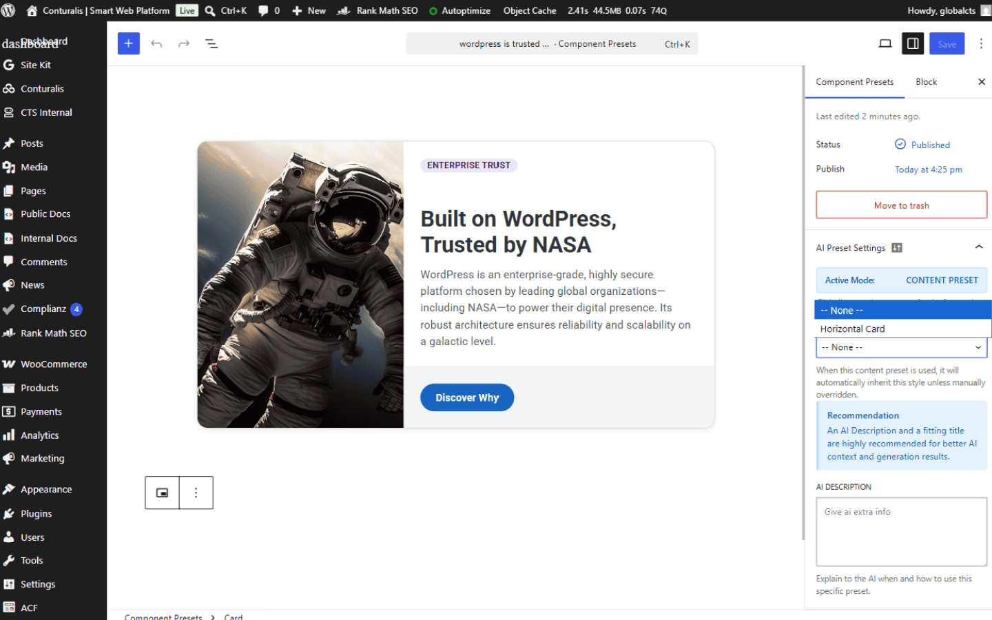 WordPress Gutenberg React Inspector & Block Editor Interface