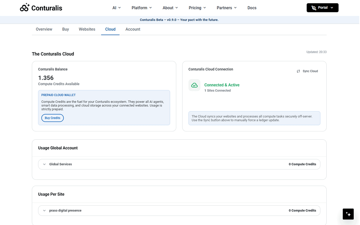 Conturalis Portal - Cloud Tab Overview