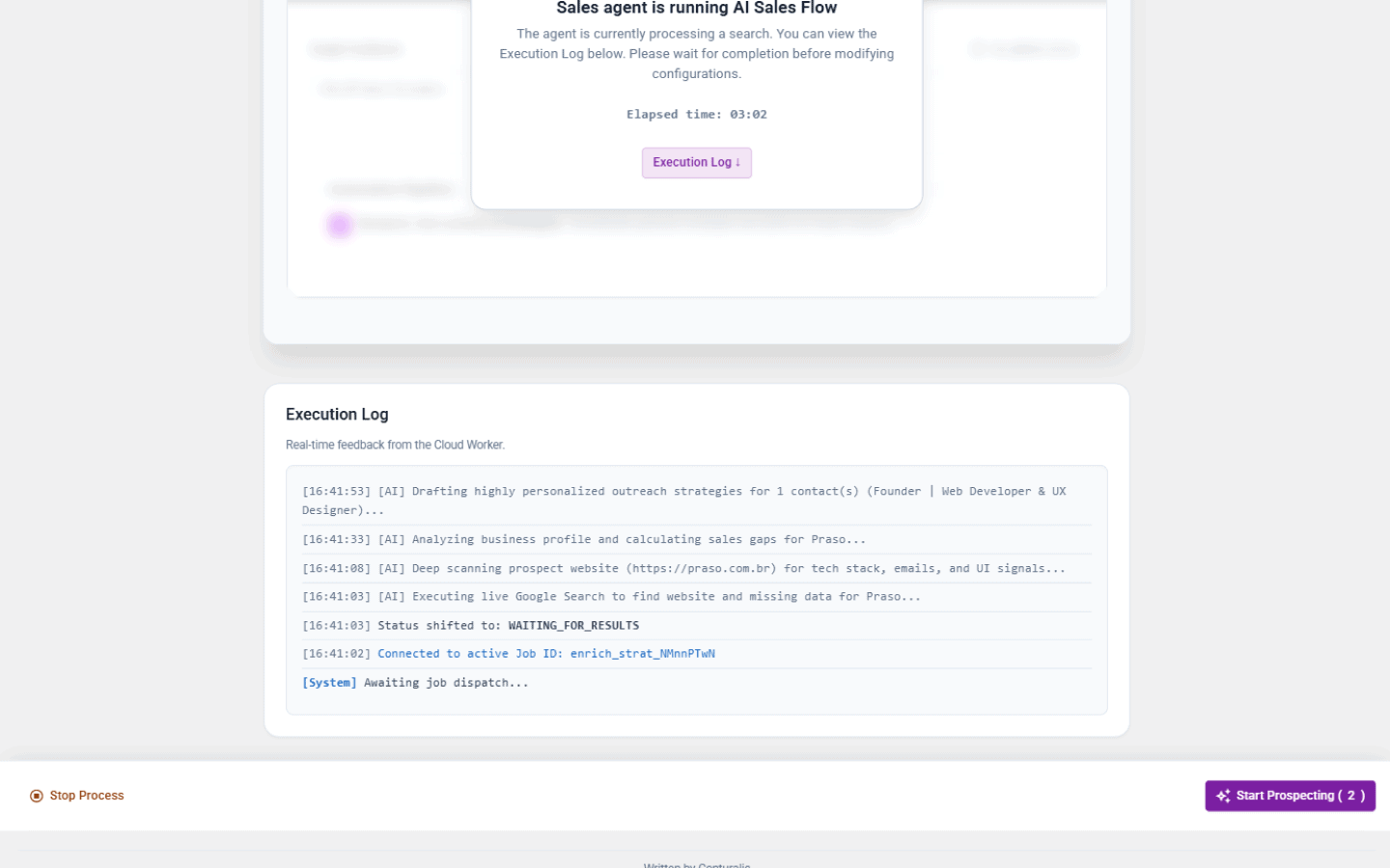 Sales Agent Real-Time Execution Log