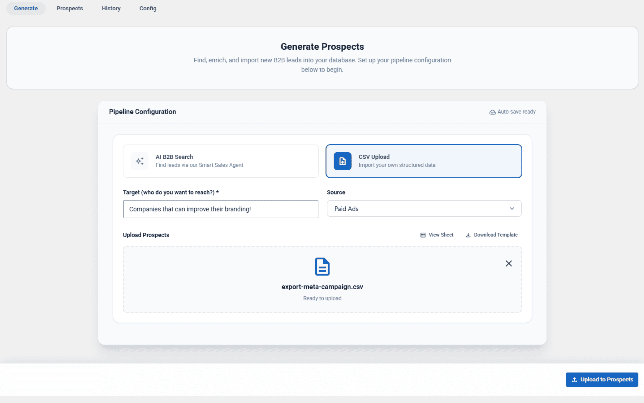 Sales Agent CSV Upload Ready State