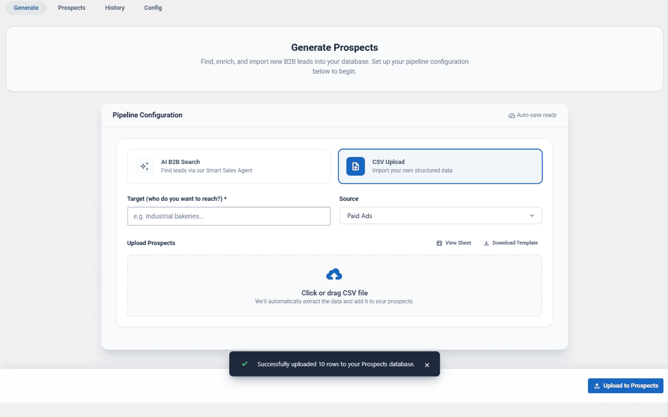 Sales Agent CSV Upload Successful Notification
