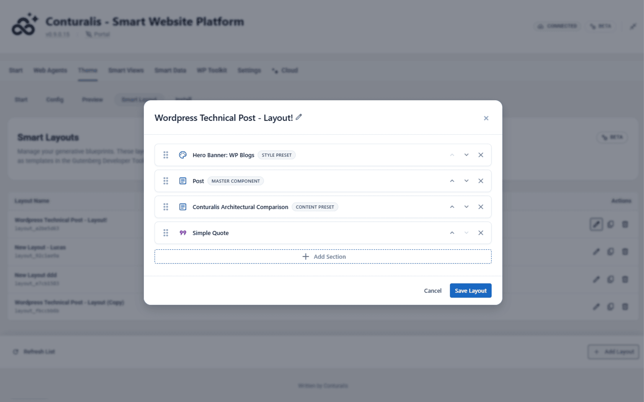 Configured Smart Layout Sequence with Presets and Components