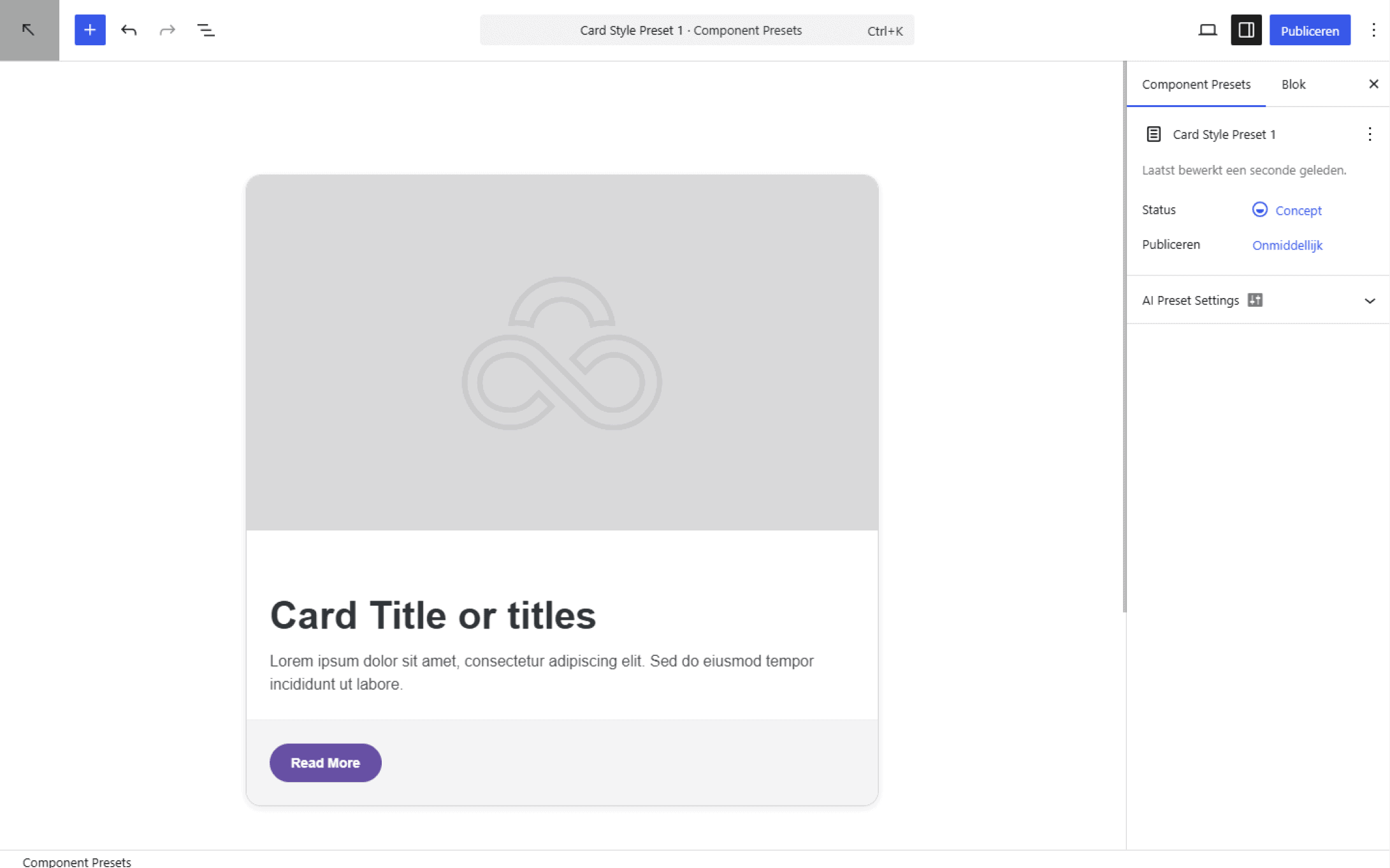 Gutenberg Preset Canvas Interface