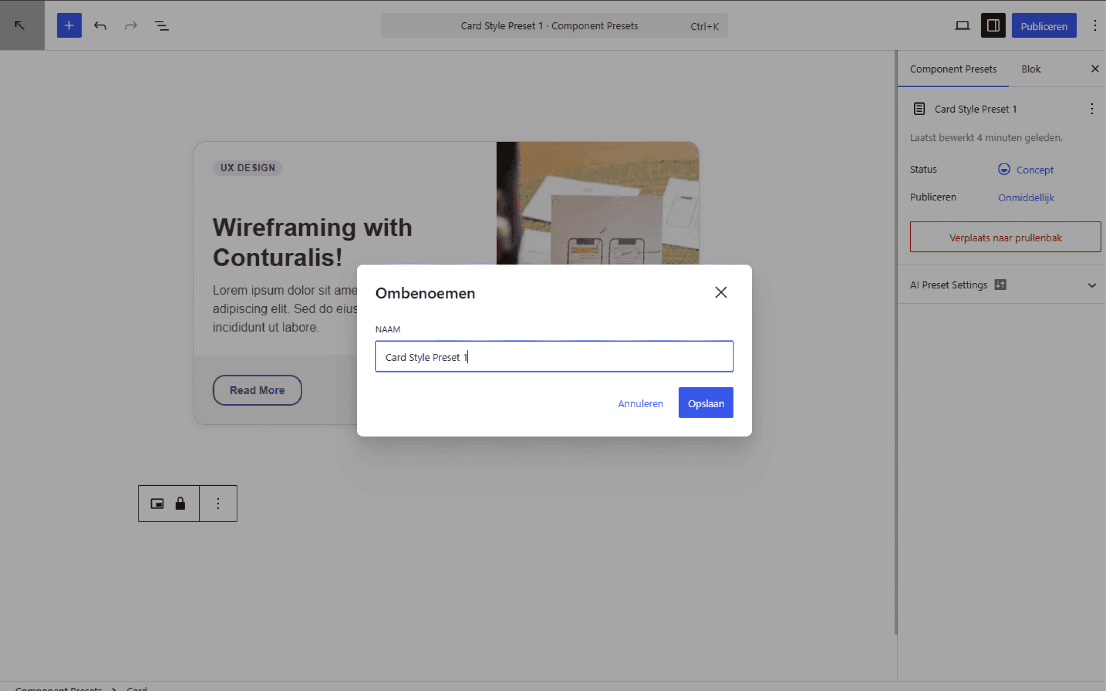 Renaming Style Preset in Gutenberg