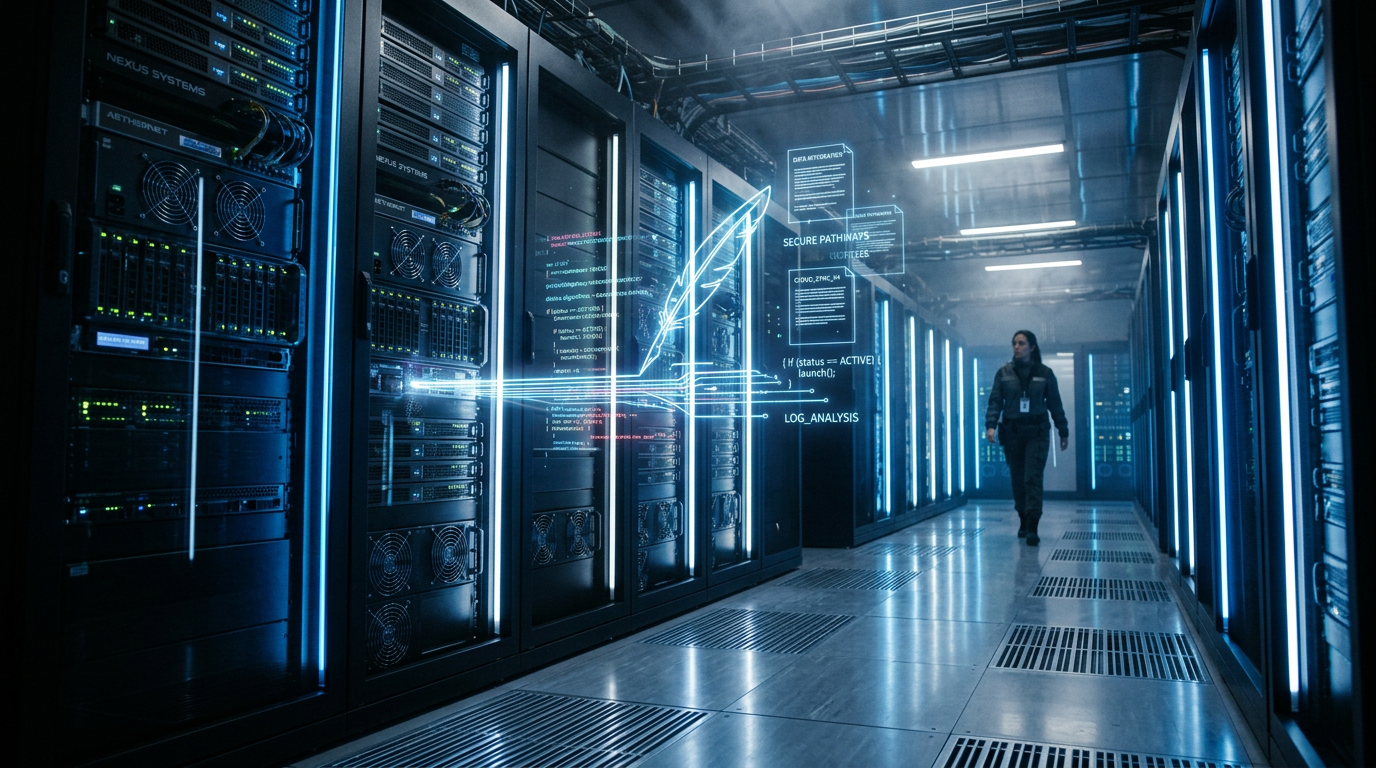 State-of-the-art enterprise server room illustrating programmatic content generation