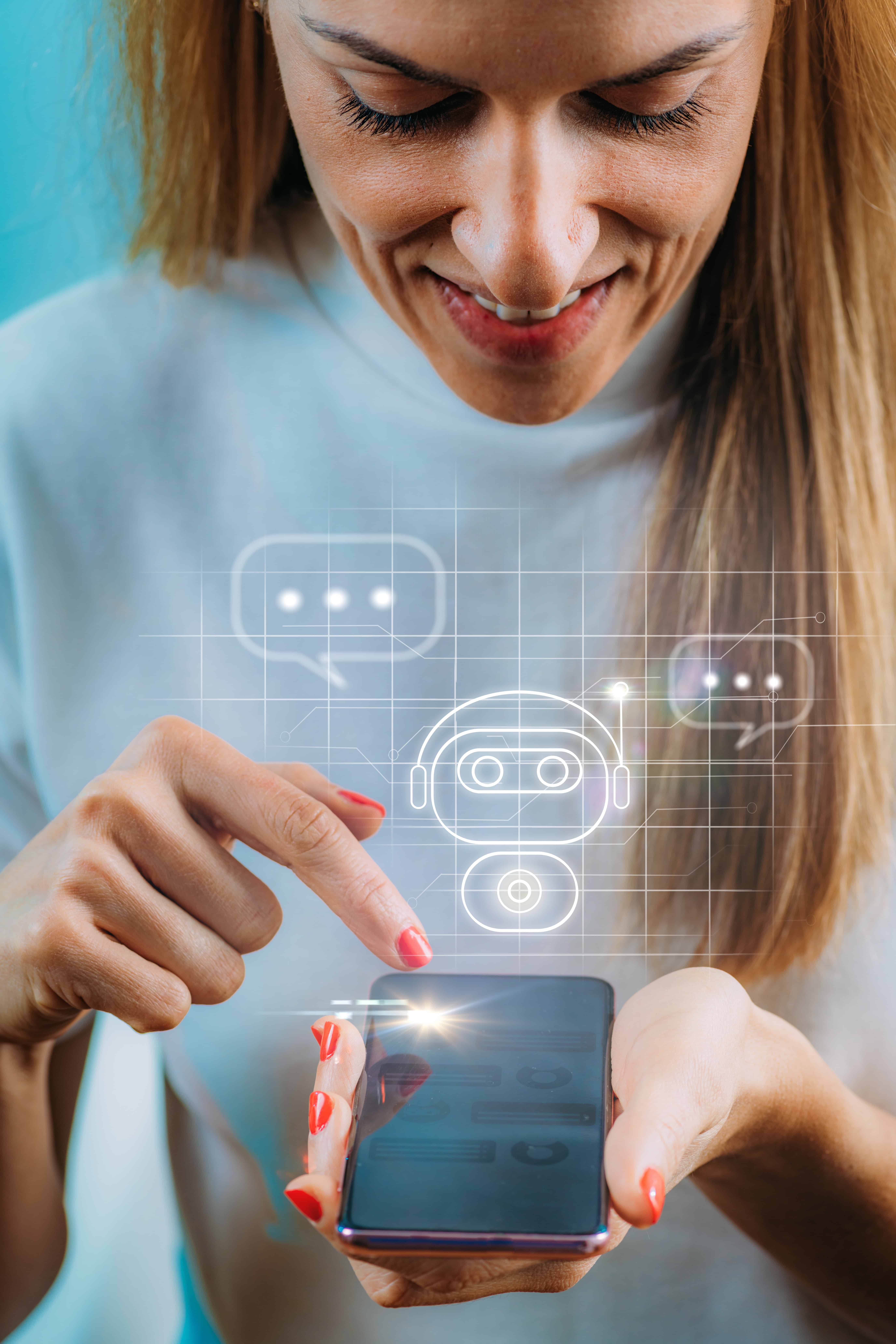 Chatbot business support software - customer receiving support from automated AI chatbot