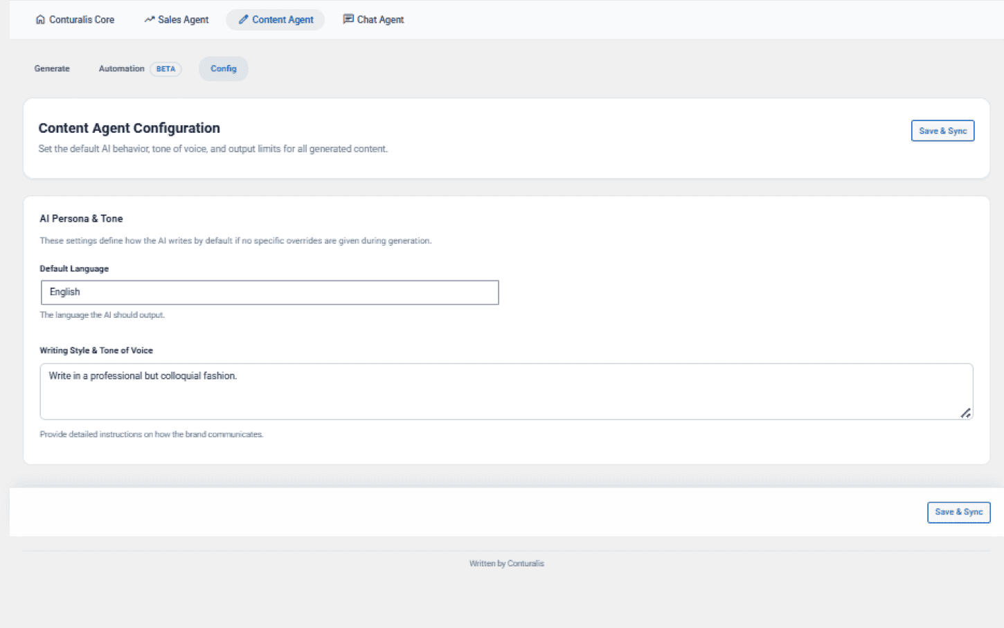 Content Agent Configuration