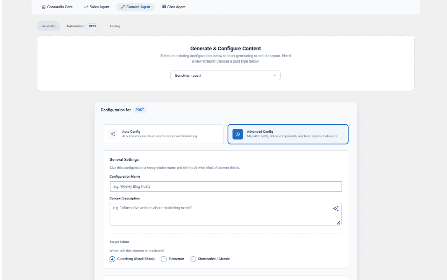 Content Agent Generate Dashboard