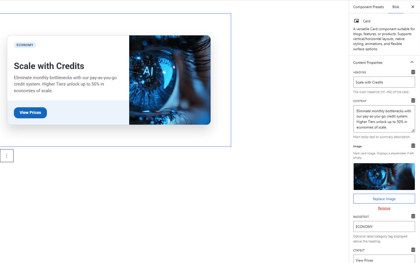 Content Presets Dashboard View