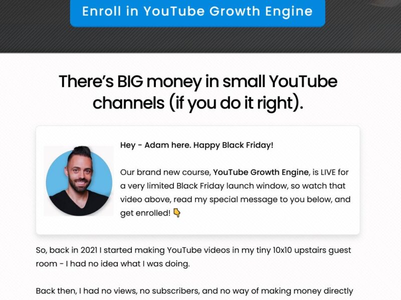 youtube growth engine by adam enfroy