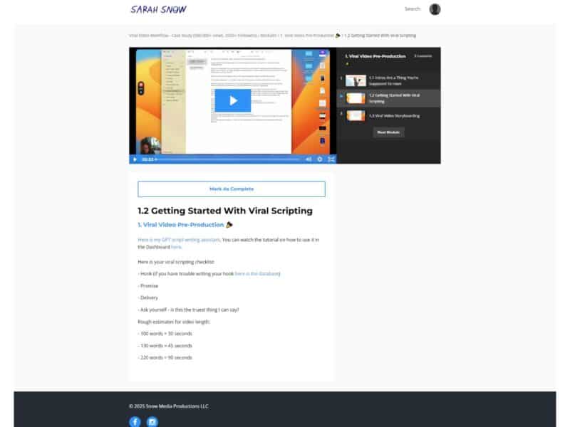 viral video workflow by sarah snow