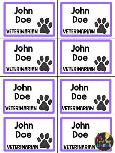 veterinarian classroom transformation name tags