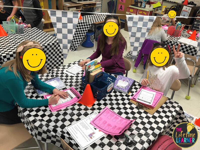 race car day students working