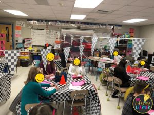 race car day students working