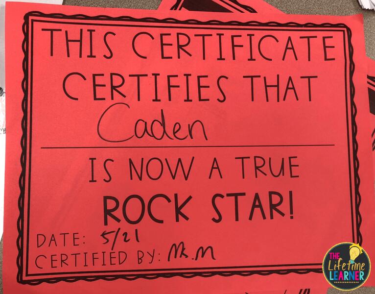 rock star certificate