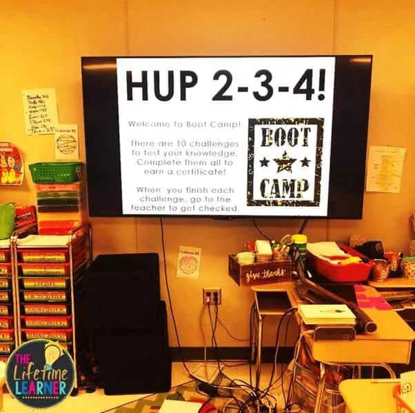 boot camp classroom transformation slides on TV