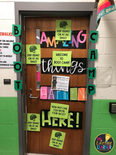 boot camp classroom transformation posters on door
