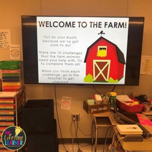 farmer classroom transformation slides on tv