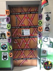 halloween door decorated