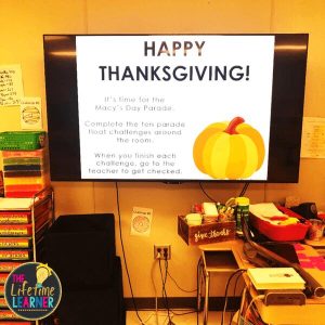thanksgiving classroom transformation directions on a tv