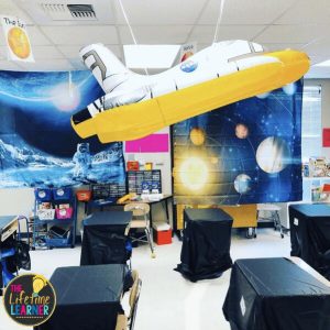 space classroom transformation spaceship float