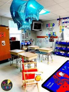 space classroom transformation balloons