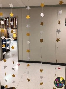 space classroom transformation stars dangling from ceiling