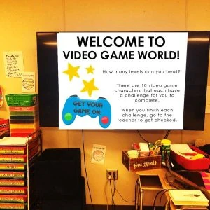 video game classroom transformation instructions on whiteboard