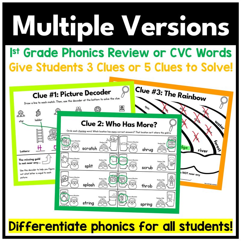 St. Patrick’s Day 1st Grade Phonics Mystery – Phonics Review - Image 3
