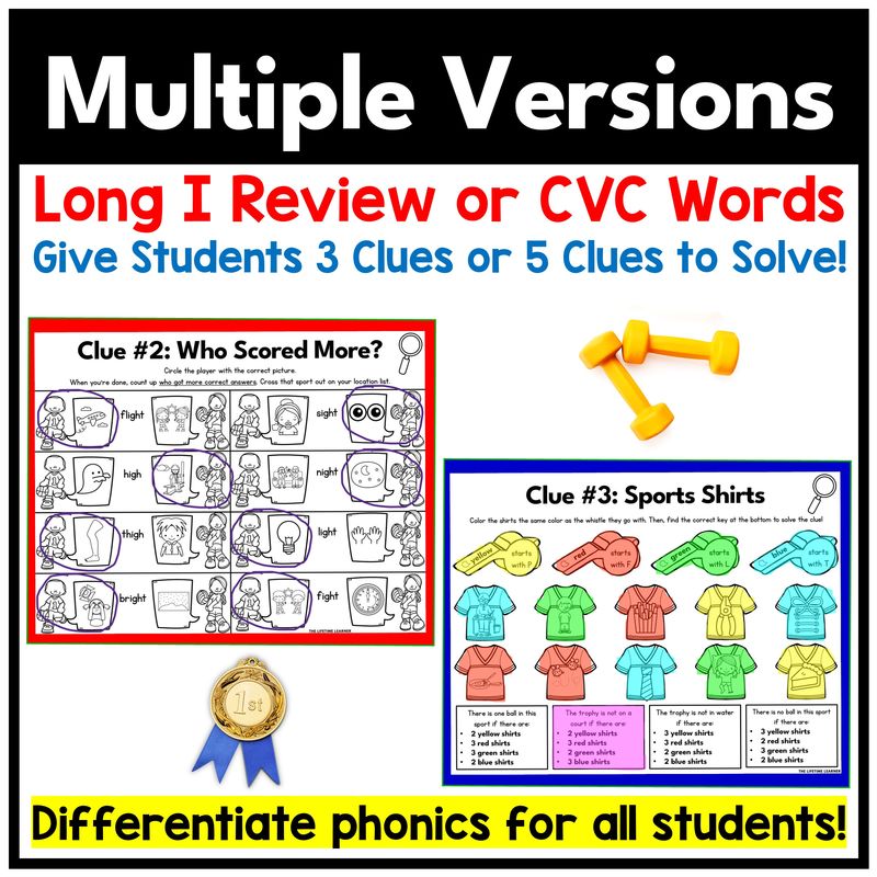 Sports 1st Grade Phonics Mystery – Long I - Image 3