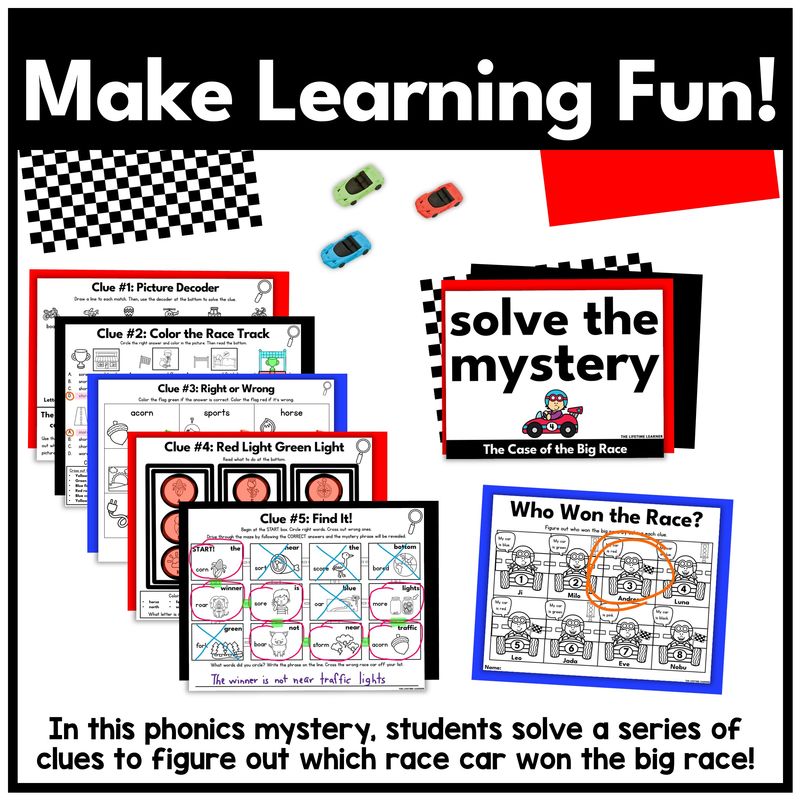 Race Car 1st Grade Phonics Mystery – R Controlled Vowels - Image 3