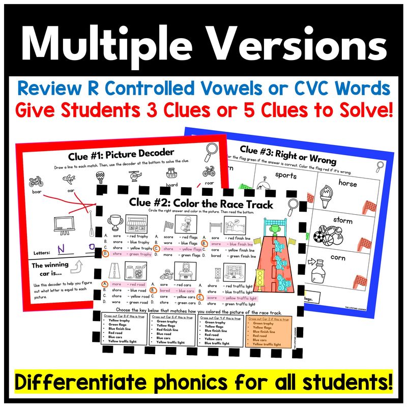 Race Car 1st Grade Phonics Mystery – R Controlled Vowels - Image 2