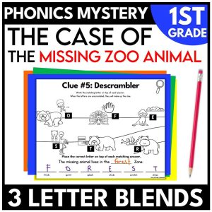 Zoo 1st Grade Phonics Mystery – 3 Letter Blends