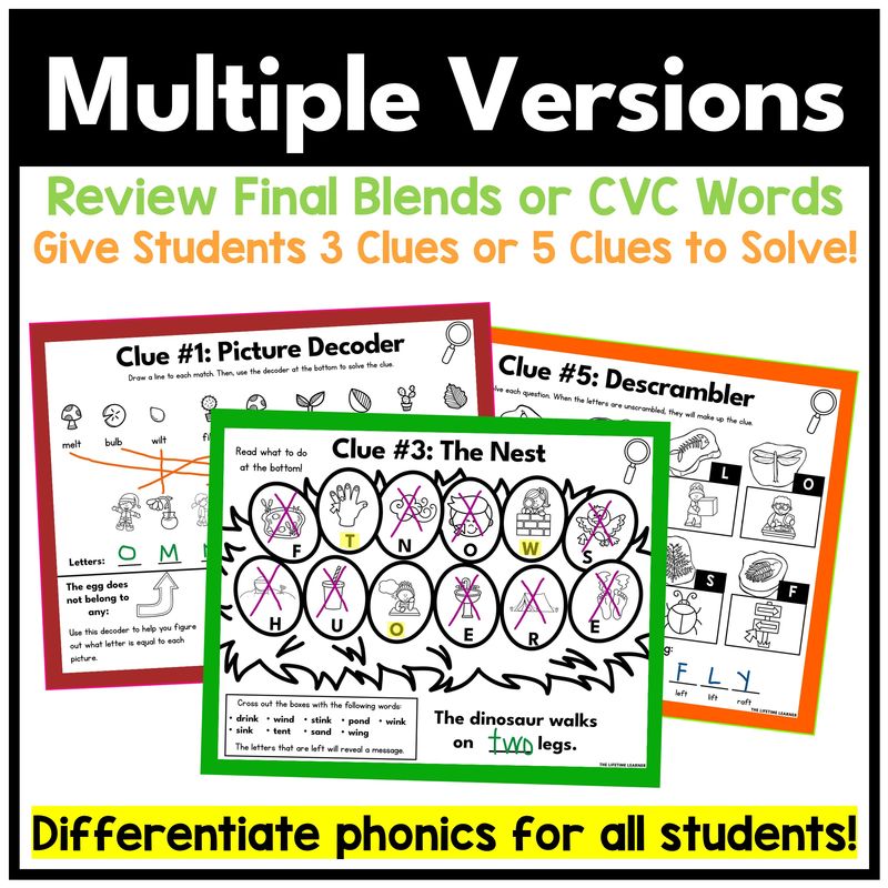 Dinosaur 1st Grade Phonics Mystery – Final Blends - Image 3