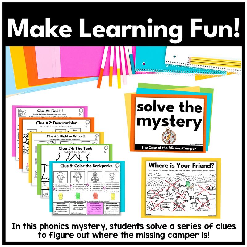 Camping 1st Grade Phonics Mystery – Diphthongs OI OY OU OW - Image 2