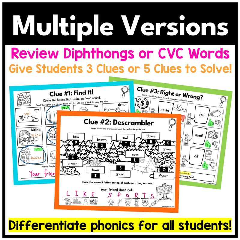 Camping 1st Grade Phonics Mystery – Diphthongs OI OY OU OW - Image 3