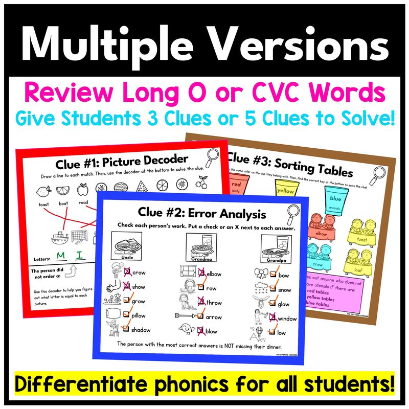 Restaurant 1st Grade Phonics Mystery – Long O - Image 3