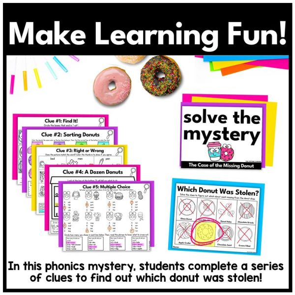 Donut Phonics Mystery 1st Grade | CVC Words Game