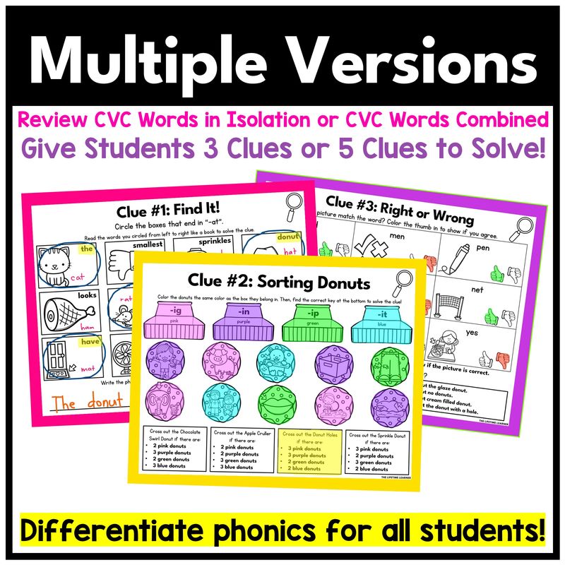 Donut 1st Grade Phonics Mystery – CVC Words - Image 3
