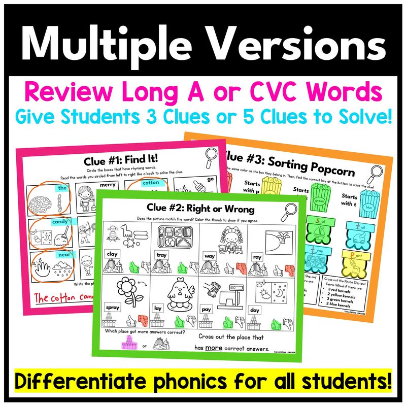 Theme Park 1st Grade Phonics Mystery – Long A - Image 3